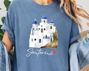 Camiseta Comfort Colors de Santorini, Grecia, para viajar a las islas griegas