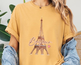 Comfort Colors Paris Eiffel Tower Shirt, France Trip Souvenir