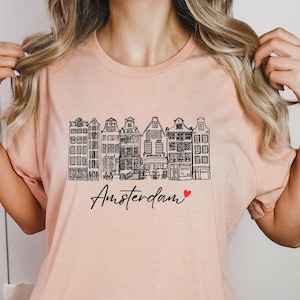 Amsterdam Shirt, Amsterdam Travel T-Shirt, Gift for Traveler, Vintage Amsterdam Graphic Shirt, Netherlands Shirt,  Netherlands Souvenir Tee