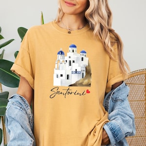 Comfort Colors® Santorini Shirt, Santorini Travel T-Shirt, Greece Trip Shirt, Mykonos Tee, Santorini Souvenir Tee, Greek Island Shirt