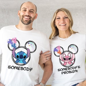 Stitch and Angel Couple Shirt, Stitch Matching Shirt, Disney Couple Matching Tee, Stitch Valentines Shirt, Disney Valentines T-Shirt