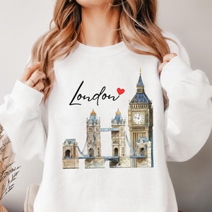 London Sweatshirt, London UK Hoodie, Gift for Traveler, London Traveler Shirt, London Vibes Tee, Tower Bridge Hoodie,  Big Ben Shirt