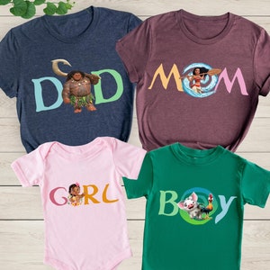 Disney Moana Family Matching Shirt, Custom Moana Shirt, Moana Mom Dad Shirt, Disney Family Trip Shirt,  Moana Maui Heihei and Pua Shirt