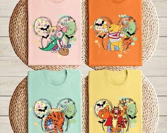 Winnie the Pooh and Friends Halloween Shirt, Piglet Tigger Eeyore Halloween Matching Tee, Spooky Season T-Shirt