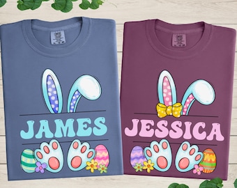 Comfort Colors Personalized Easter Bunny Shirt, Family Trip Tee