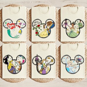 Disney Princess Shirt, Disney Princess Trip Shirt, Disney Princess Birthday Shirt, Princess Matching Shirts, Tiana, Ariel, Belle, Jasmine