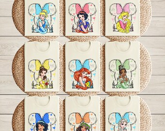 Disney Princess Shirt, Disney Princess Birthday Shirt, Watercolor Disney Princess Shirt, Princess Matching Tee, Tiana, Ariel, Moana, Belle