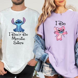 Comfort Colors® Stitch and Angel Couple Custom Shirt, Stitch Matching Shirt, Disney Couple Matching Tee, Lilo & Stitch T-shirt, Disney Shirt