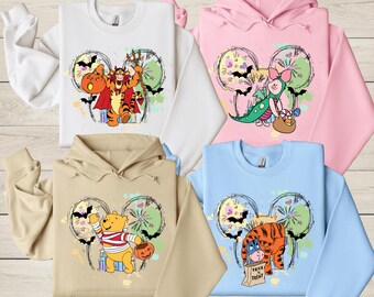 Winnie the Pooh and Friends Halloween Hoodie, Piglet Tigger Eeyore Shirt, Halloween Group Matching Sweatshirt