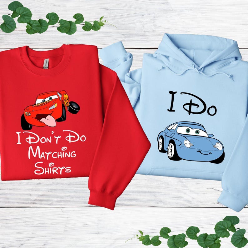 Disney Cars Couple Matching Sweatshirt, Lightning McQueen Hoodie, Cars Characters Shirt image 1
