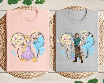 Camiseta de las princesas Disney Rapunzel y Flynn, Camiseta de princesas Disney, Camiseta a juego para parejas Disney, Camiseta de viaje a Disney, Camiseta a juego de princesa y príncipe