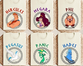 Hercules Characters Matching Shirt, Disney Hercules Group Matching Tee, Disneyland Family Shirt, Megara, Pegasus, Hades, Phil, Vintage Tee
