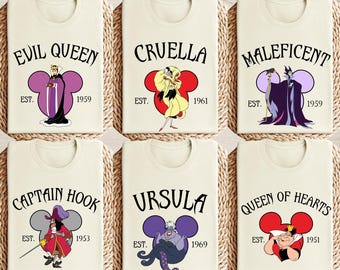 Disney Villain Shirt, Ursula, Captain Hook, Cruella Deville, Evil Queen, Queen of Hearts Shirt, Disney Villain Matching Tee, Disney Trip Tee