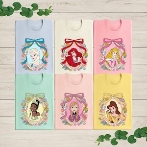 Disney Princess Shirt, Disney Princess Birthday Shirt, Watercolor Disney Princess Matching T-Shirt, Elsa, Belle, Tiana, Ariel, Tinkerbell