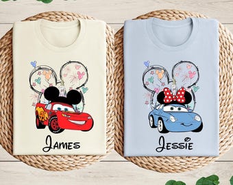 Disney Cars Custom Couple Matching Shirt, McQueen And Sally Matching Shirts, Disney  Trip Cars Shirt, Cars Movie Shirt, Disney Cars Gift Tee