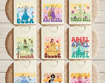 Disney Princess Shirt, Disney Princess Birthday Shirt, Disney Girl Trip Tee, Princess Matching Watercolor Tee, Tiana, Ariel, Moana, Belle