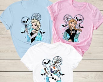 Disney Frozen Halloween Group Shirt, Elsa Anna Olaf Halloween Tee, Spooky Princess T-Shirt, Halloween Matching Shirt