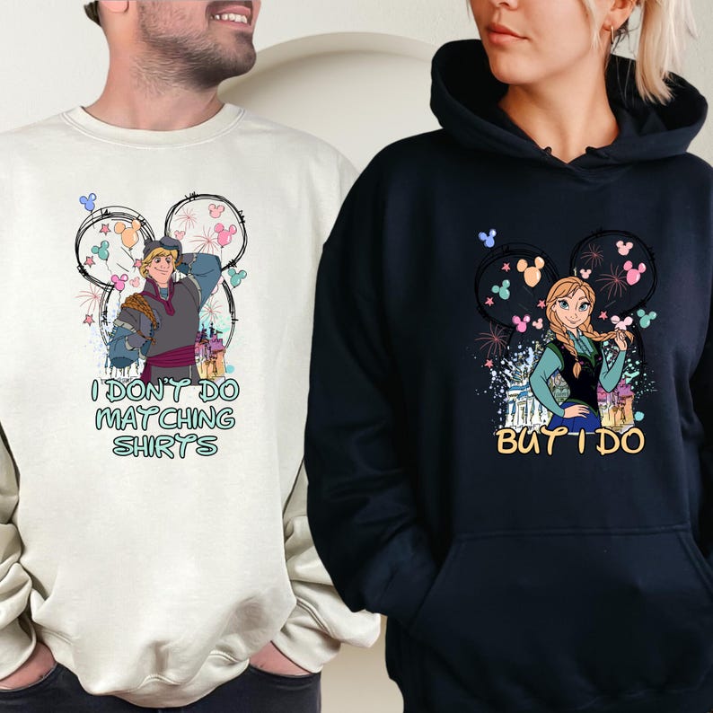Kristoff and Anna Couple Sweatshirt, Disney Valentines Matching Shirt, Disney Couple Shirt, Frozen Anna Sweatshirt, Disney Trip Couple Shirt image 2