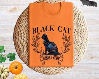 Halloween Black Cat Shirt, Cat Social Club Shirts, Kitty Lover T-Shirt, Trick or Treat