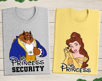 Beauty and The Beast Couple Matching Shirt, Disney Princess and Security Shirt, Couples Disney Tee, Disney Couple Gift, Princess Belle Tee