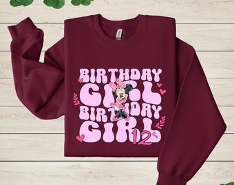 Minnie Mouse Birthday Sweatshirt, Disney Birthday Girl Hoodie, Mickey and Friends Birthday Sweater, Disneyland Hoodie, Minnie Birthday Gift