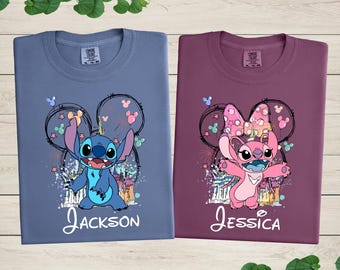 Comfort Colors® Stitch and Angel Couple Shirt, Stitch Matching Shirt, Disney Couple Matching Tee, Stitch Valentines Shirt, Disney Valentines