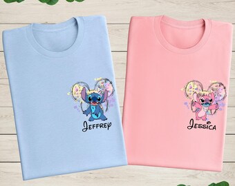 Stitch and Angel Couple Shirt, Stitch Matching Shirt, Disney Couple Matching Tee, Stitch Valentines Shirt, Disney Valentines T-Shirt