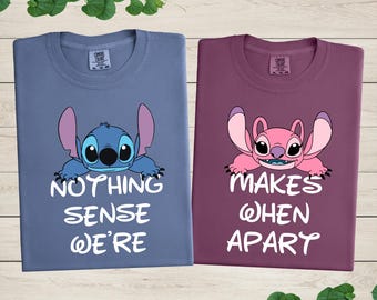Comfort Colors® Stitch Couple Shirts, Stitch and Angel Couple Shirt, Stitch Couple Matching Shirt, Couples Disney Shirts, Custom Angel Shirt