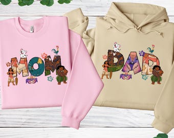 Disney Moana Mom Dad Sweatshirt, Disney Moana Matching Shirt, Disney Matching Sweatshirt, Disneyland Trip Sweatshirt, Moana and Maui Shirt
