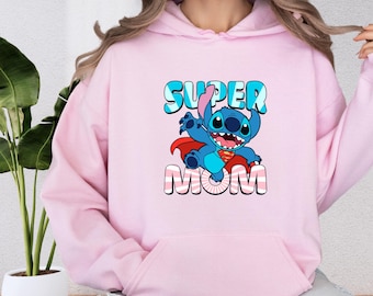 Stitch Super Mom Sweatshirt, Stitch Mother's Day Shirt, Disney Trip Mom Sweater, Cute Mom Gift, Disney Mama Tee, Lilo and Stitch Lover Shirt