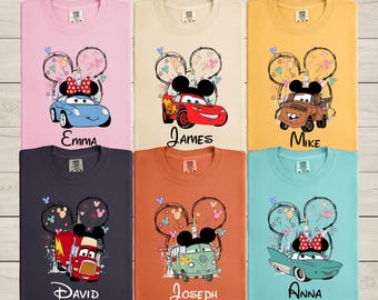 Camiseta personalizada de Disney Cars de Comfort Colors®, camisetas a juego de McQueen y Sally, camiseta de Cars de Disney Trip, camiseta a juego de la película Cars.