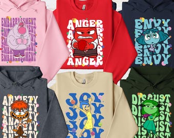 Inside Out Characters Halloween Sweatshirt, Inside Out Halloween Matching  Hoodie, Disney Family Trip Sweatshirt, Inside Out Face Matching