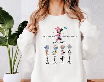 Disney Custom Mom Sweatshirt, Mickey and Friends Mom Hoodie, Minnie Mama Sweater, Disney Mothers Day Tee, Disney Trip Mom Gift Hoodie