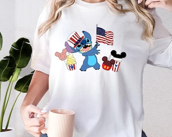 Stitch 4th of July Shirt, Disney 4th of July Matching Shirt, Disney America Shirt, Lilo and Stitch Independence Day Tee, Disney Group Shirt