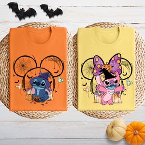 Stitch Halloween Couple Shirt, Stitch Angel Halloween Couple Matching Tee, Stitch Spooky Season Shirt, Stitch Personalized Halloween Costume