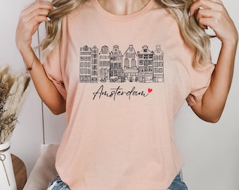 Amsterdam Travel T-Shirt, Vintage Graphic Netherlands Tee
