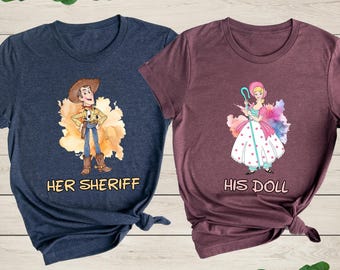 Toy Story Couple Shirt, Woody and Bo Peep Couple Matching Shirt, Toy Story Valentine Shirt, Her Sheriff His Doll Tee, Disney Couple Matching