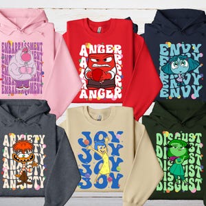 Inside Out Characters Halloween Sweatshirt, Inside Out Halloween Matching Hoodie, Disney Family Trip Sweatshirt, Inside Out Face Matching