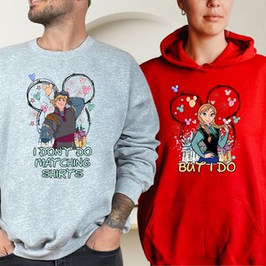 Kristoff and Anna Couple Sweatshirt, Disney Valentines Matching Shirt, Disney Couple Shirt, Frozen Anna Sweatshirt, Disney Trip Couple Shirt image 4