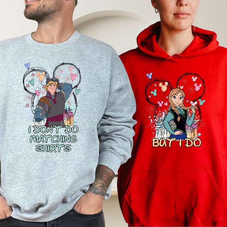 Kristoff and Anna Couple Sweatshirt, Disney Valentines Matching Shirt, Disney Couple Shirt, Frozen Anna Sweatshirt, Disney Trip Couple Shirt image 4