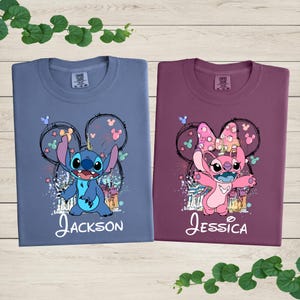 Comfort Colors® Stitch and Angel Couple Shirt, Stitch Matching Shirt, Disney Couple Matching Tee, Stitch Valentines Shirt, Disney Valentines