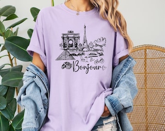 Comfort Colors Paris T-Shirt, Eiffel Tower, France Trip