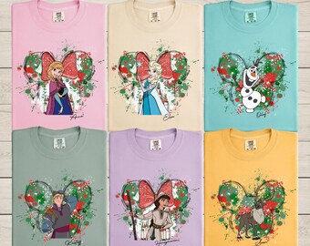 Comfort Colors® Disney Frozen 2 Characters Christmas Shirt, Princess Elsa and Anna Shirt, Hans, Honeymaren, Olaf, Sven, Kristoff Shirt