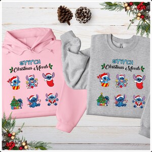 Disney Stitch Christmas Sweatshirt, Disney Christmas Matching Hoodie, Lilo and Stitch Shirt, Disneyland Christmas Sweatshirt immagine 3