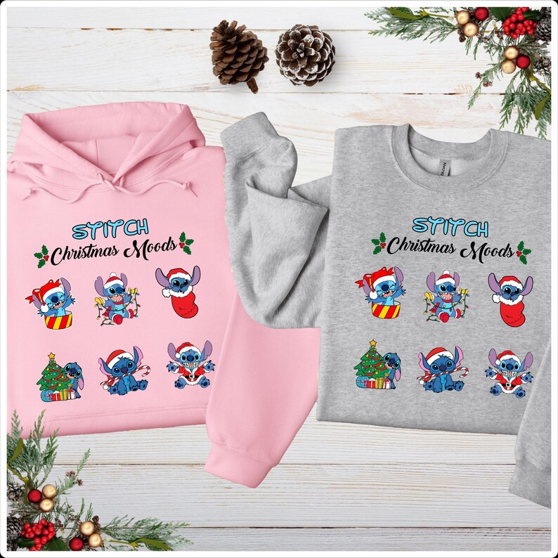 Disney Stitch Christmas Sweatshirt, Disney Christmas Matching Hoodie, Lilo and Stitch Shirt, Disneyland Christmas Sweatshirt immagine 3