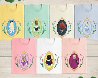 Disney Princess Vintage Shirt, Disney Princess Silhouette Shirt, Watercolor Disney Princess Shirt, Princess Matching Tee, Tiana, Ariel