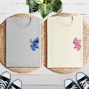 Stitch and Angel Couple Shirt, Couples Disney Shirts, Stitch Couple Matching Shirt, Disney Couple Shirt, Custom Disney Trip Shirt immagine 1