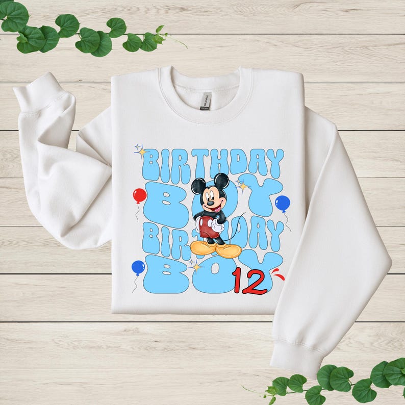 a birthday shirt with a mickey mouse on it