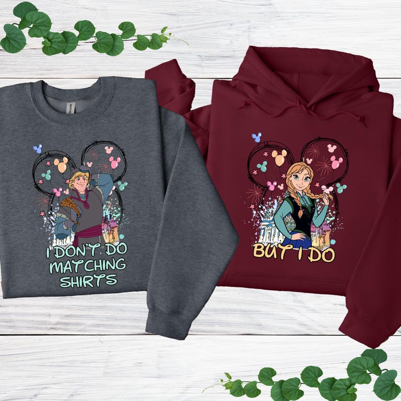 Kristoff and Anna Couple Sweatshirt, Disney Valentines Matching Shirt, Disney Couple Shirt, Frozen Anna Sweatshirt, Disney Trip Couple Shirt image 3