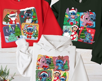 Lilo and Stitch Christmas Sweatshirt, Disney Christmas Hoodie, Santa Stitch Sweatshirt, Christmas Gift, Disney Vacation Stitch Sweater